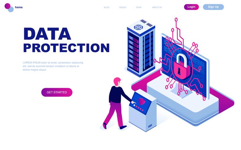 Modern flat design isometric concept of Data Protection vector