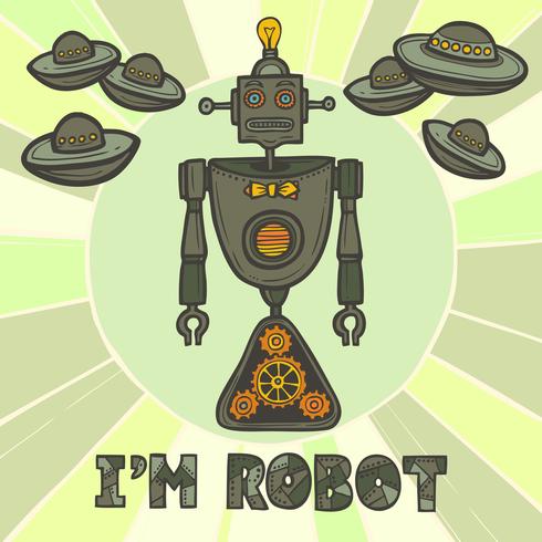 Hipster robot design vector