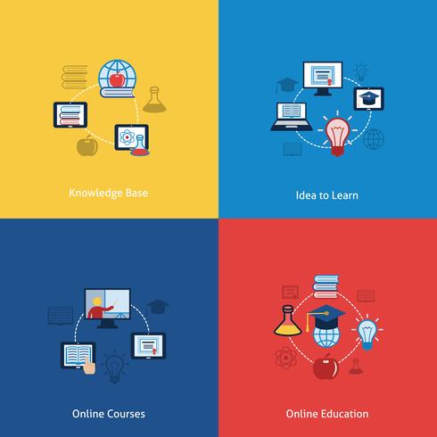 Online education icon flat vector