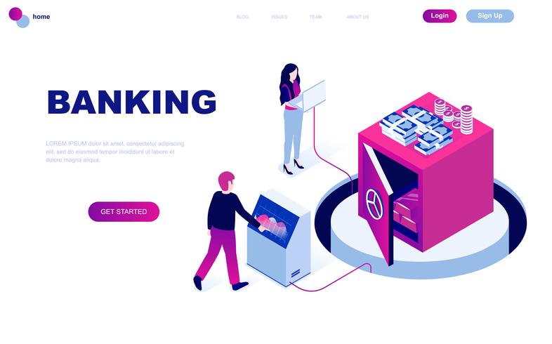 Modern flat design isometric concept of Online Banking vector