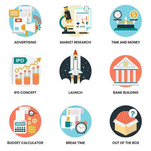 Business icons set for business, marketing vector