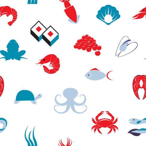 Sea food seamless pattern vector