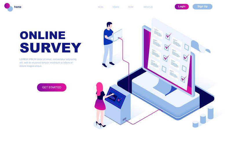 Modern flat design isometric concept of Online Survey vector