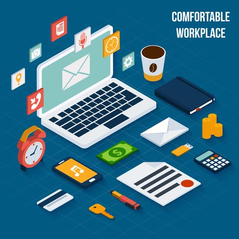 Workplace elements isometric vector