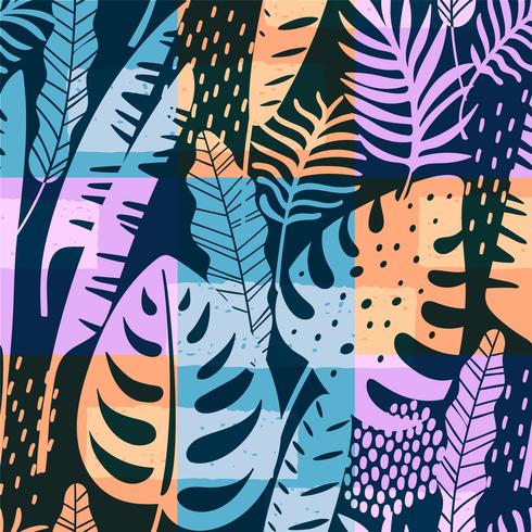 Seamless exotic pattern with tropical plants. Vector background.