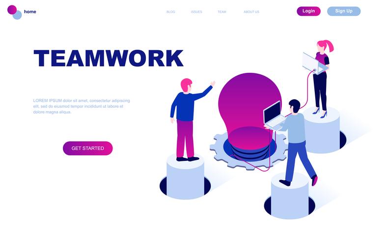 Modern flat design isometric concept of Teamwork vector