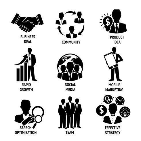 Business and management icons set vector