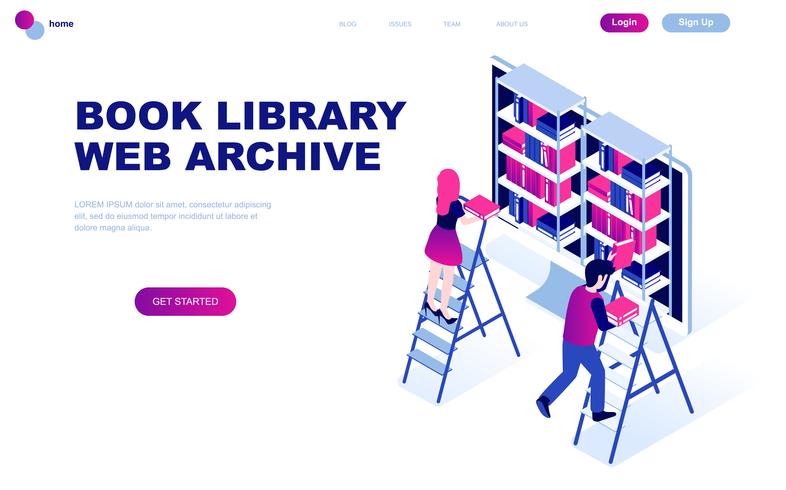 Modern flat design isometric concept of Book Library vector