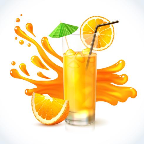 Jugo de naranja hielo vector