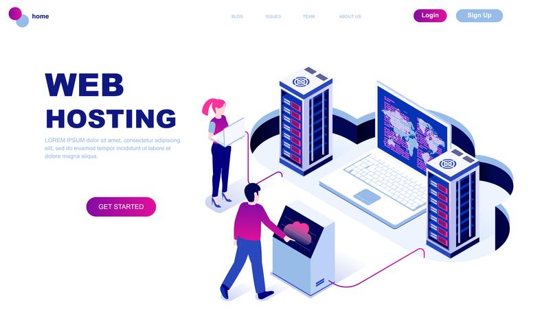 Modern flat design isometric concept of Web Hosting vector