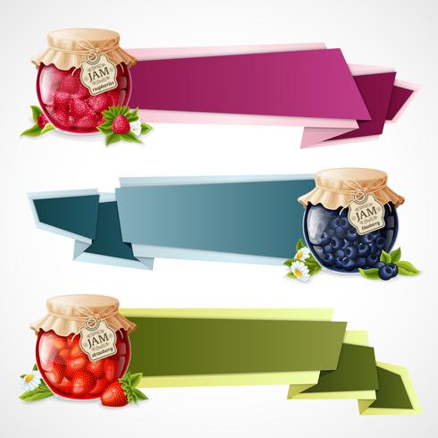 Jam origami banners set vector