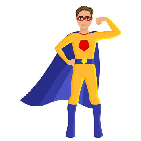 Boy in superhero costume vector