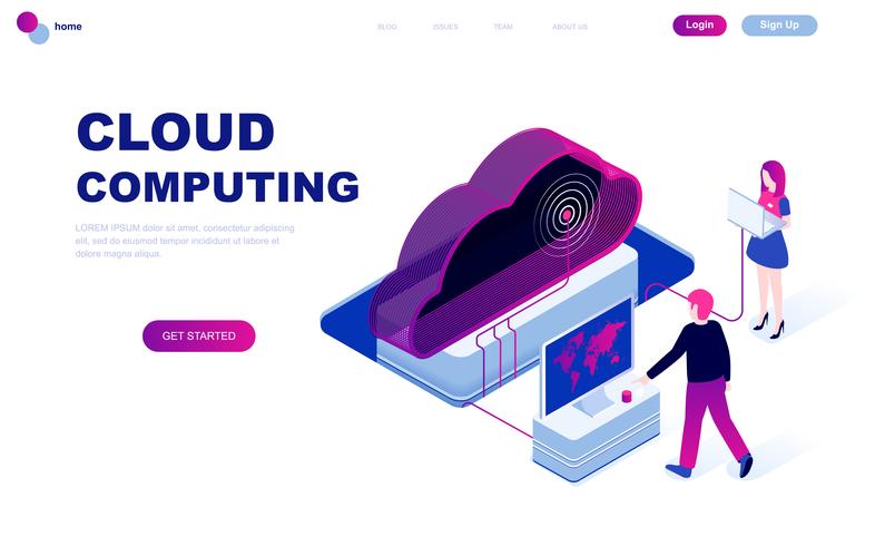 Modern flat design isometric concept of Cloud Technology vector