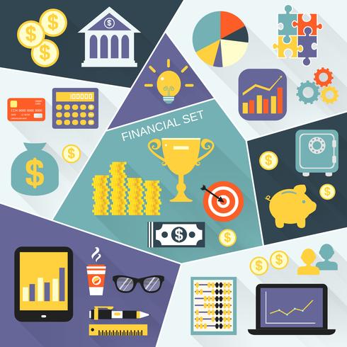 Financial icons flat set vector