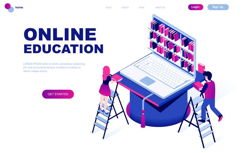 Modern flat design isometric concept of Online Education vector