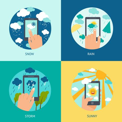 Weather smart phone set vector