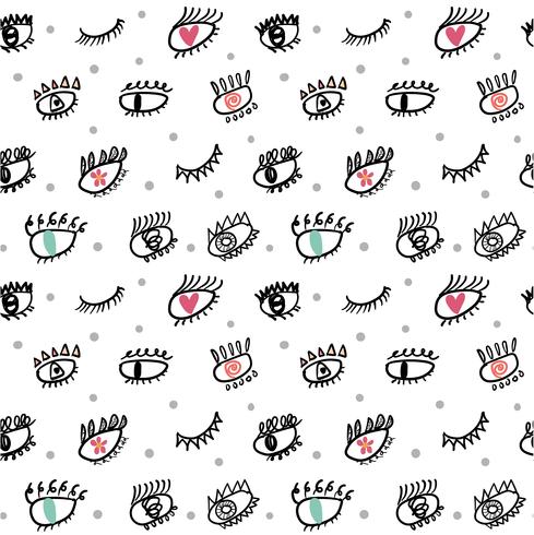 eye lashes doodle seamless pattern  vector