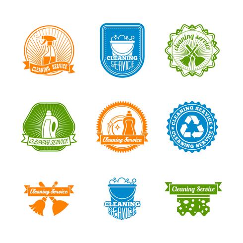 Set of cleaning color label vector