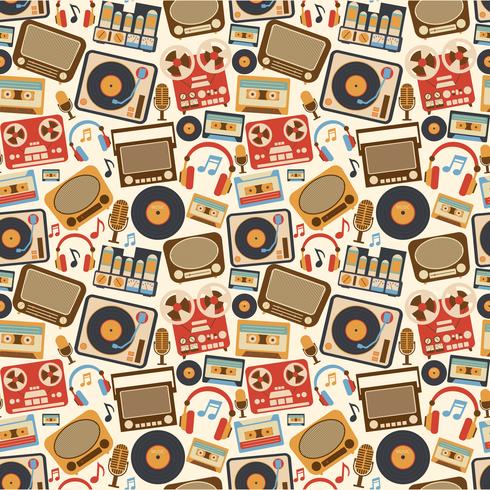 Music retro seamless pattern vector