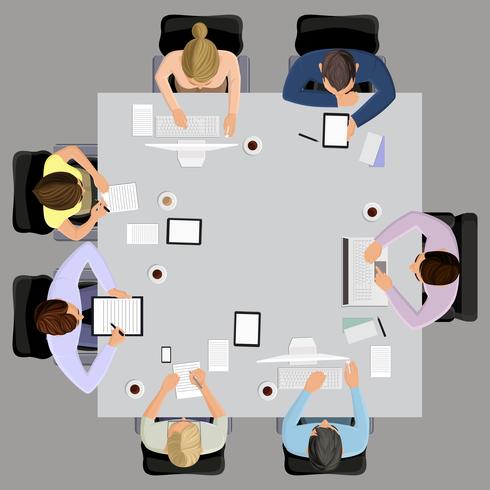 Business meeting in top view vector