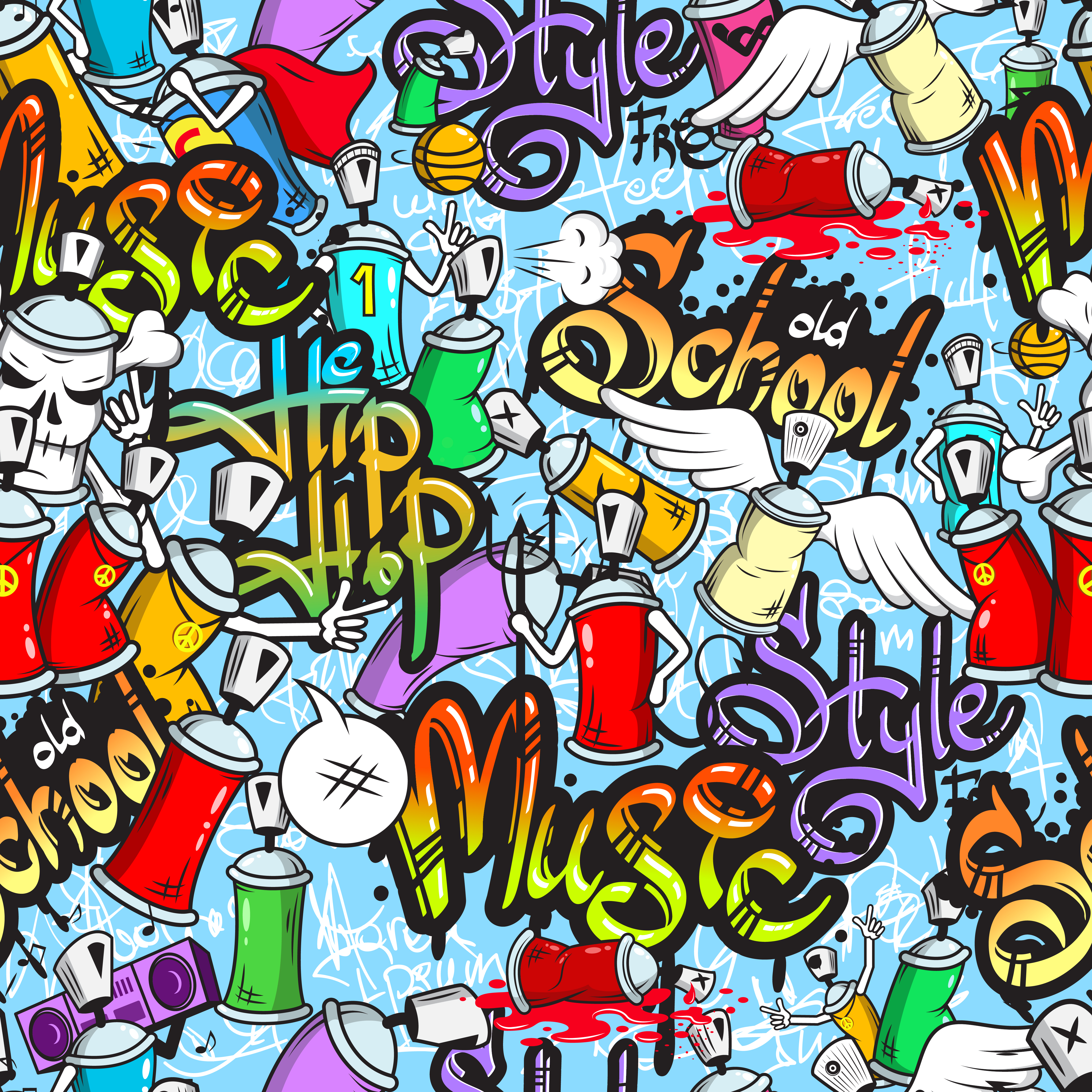 Graffiti characters seamless pattern - Download Free ...
