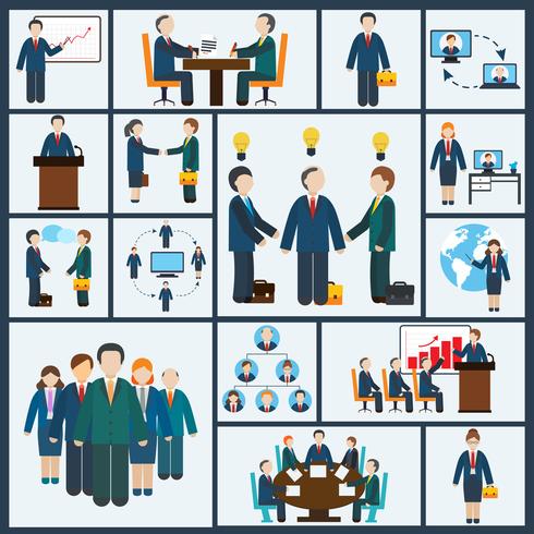 Meeting icons set vector