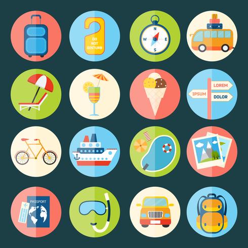 Travel icons set vector