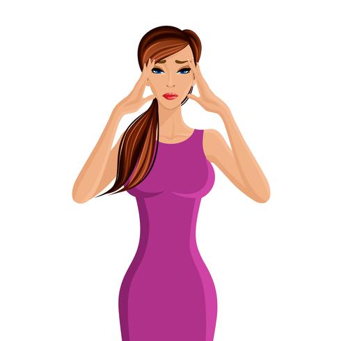 Woman migraine headache vector