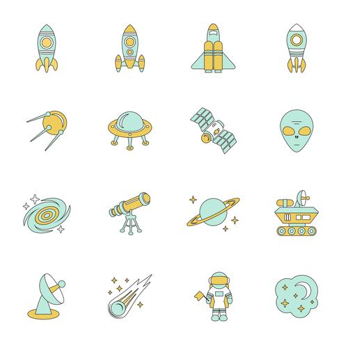 Space Line Icons Set vector