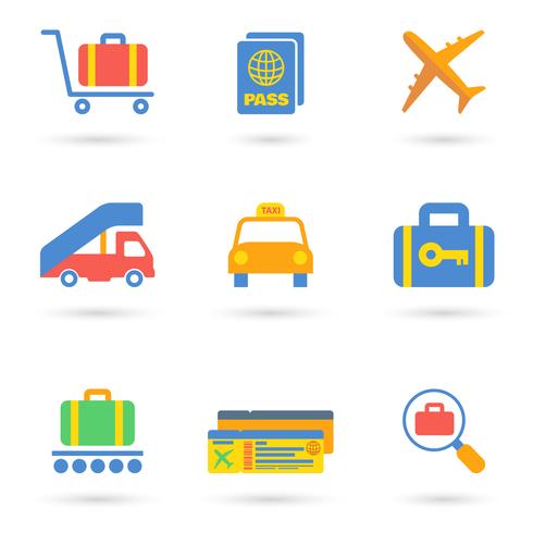 Airport Icons Flat vector