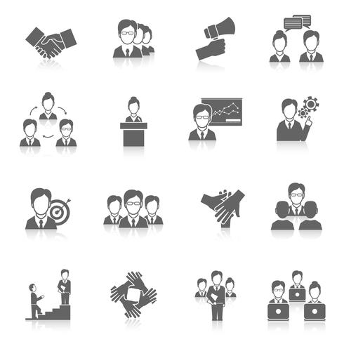 Teamwork icons black vector