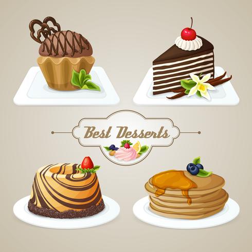 Sweets dessert set vector