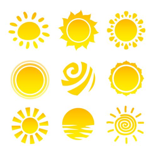 Conjunto de iconos de sol vector