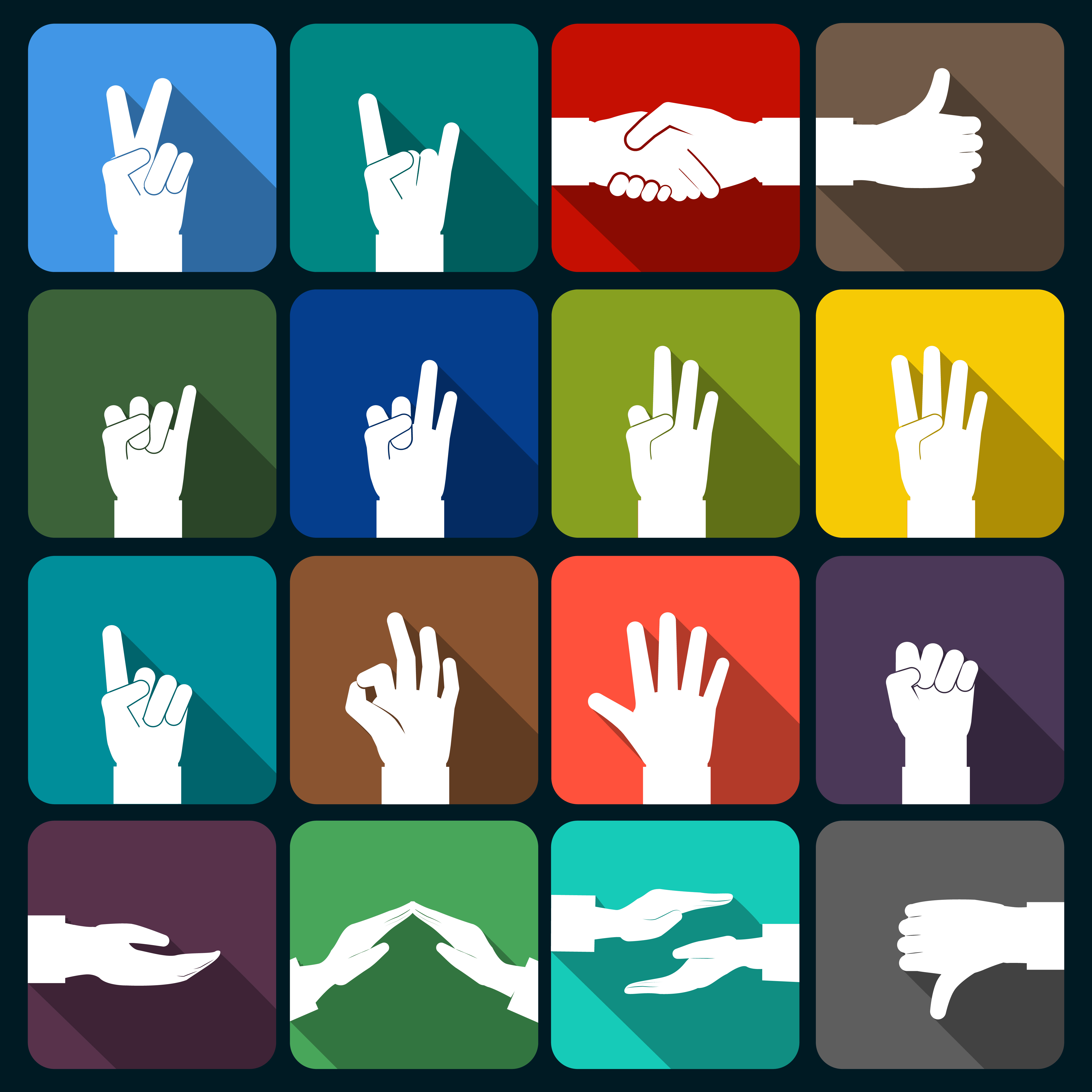 Hands icons set flat 452942 Vector Art at Vecteezy