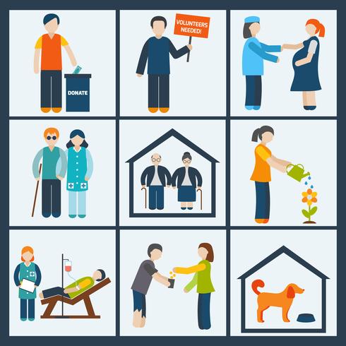 Social services icons set vector