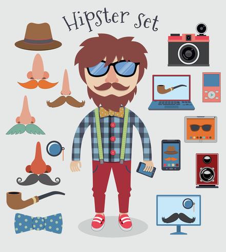 Hipster boy set vector