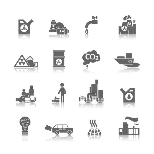 Pollution Icons Set vector