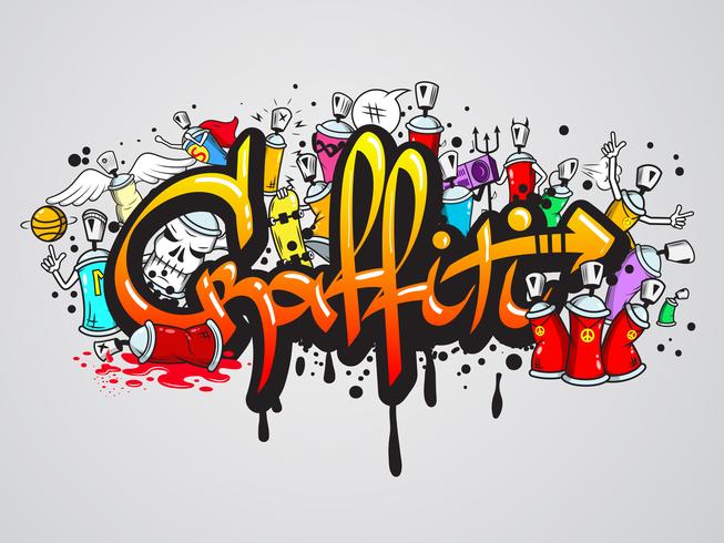 Graffiti characters composition print vector