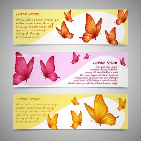 Butterflies banners set vector