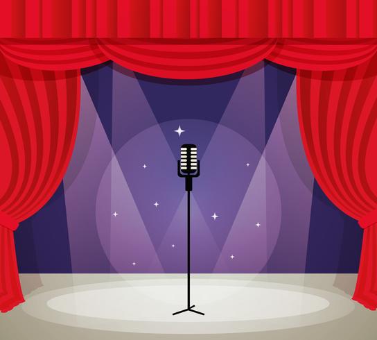 Stage with microphone vector