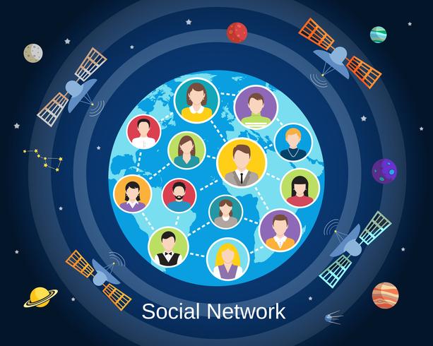 Concepto de red social global vector