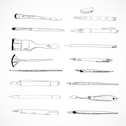 Drawing tools icons sketch vector