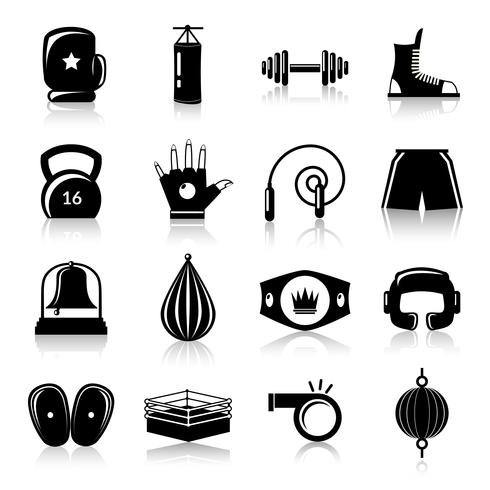 Box fight icons black vector