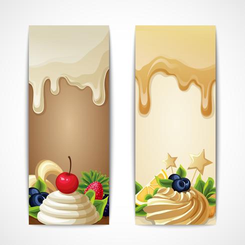 Banners de chocolate verticales vector