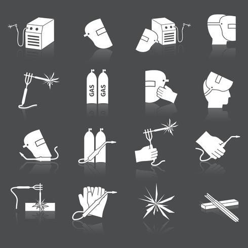 Welder icons set vector