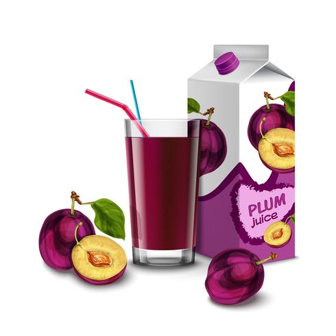 Plum juice set vector