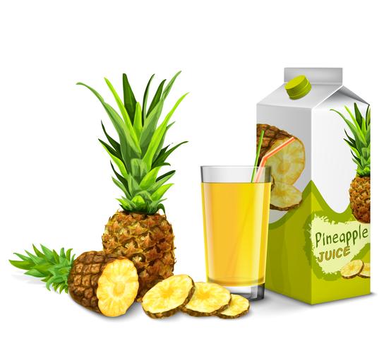 Pineapple juice set vector