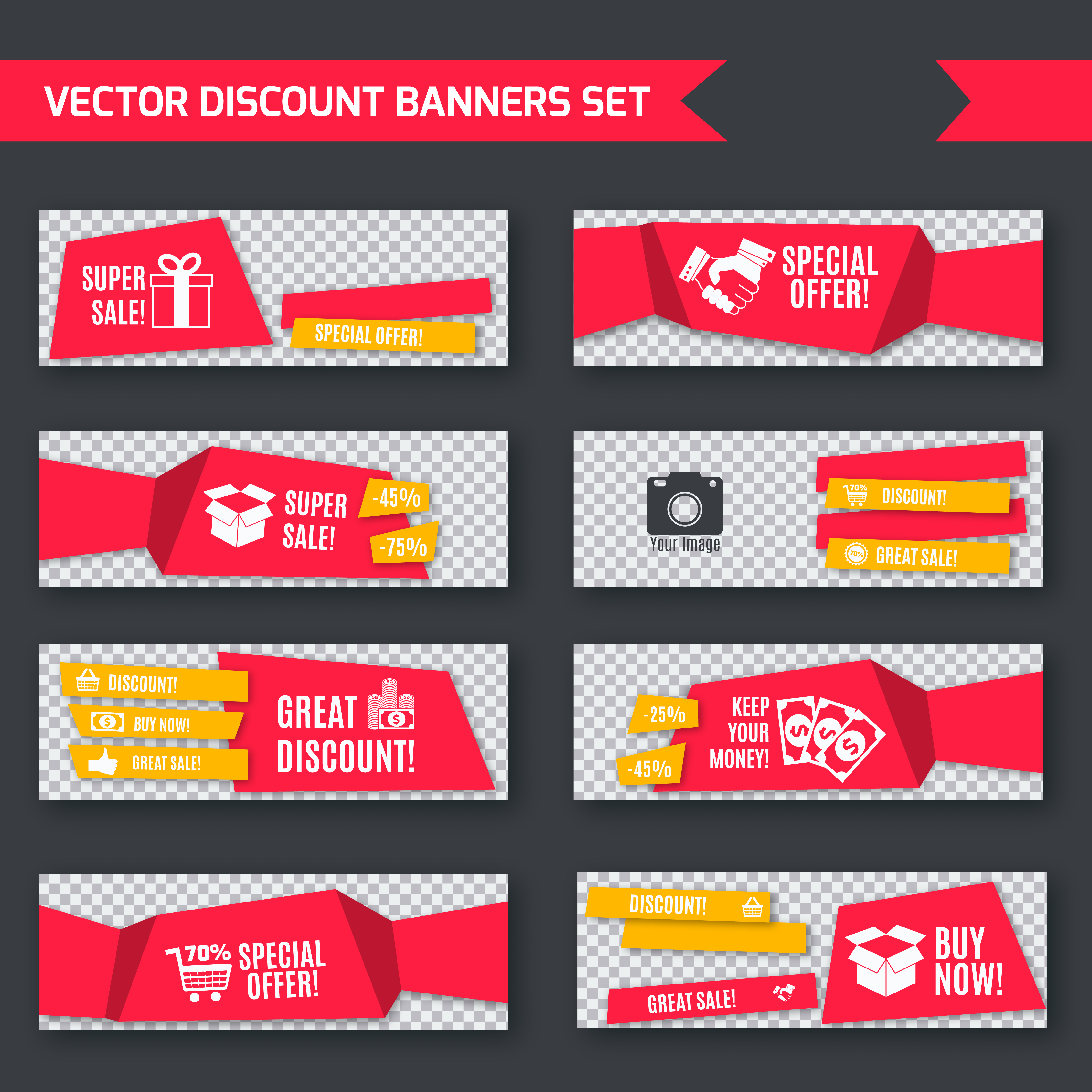 Discount banners red set 453045 Vector Art at Vecteezy