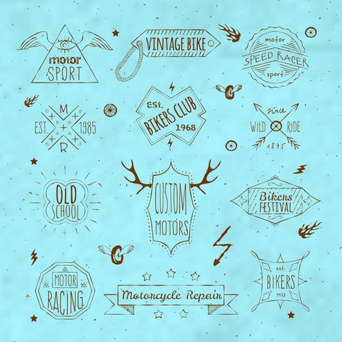 Biker retro emblem collection vector