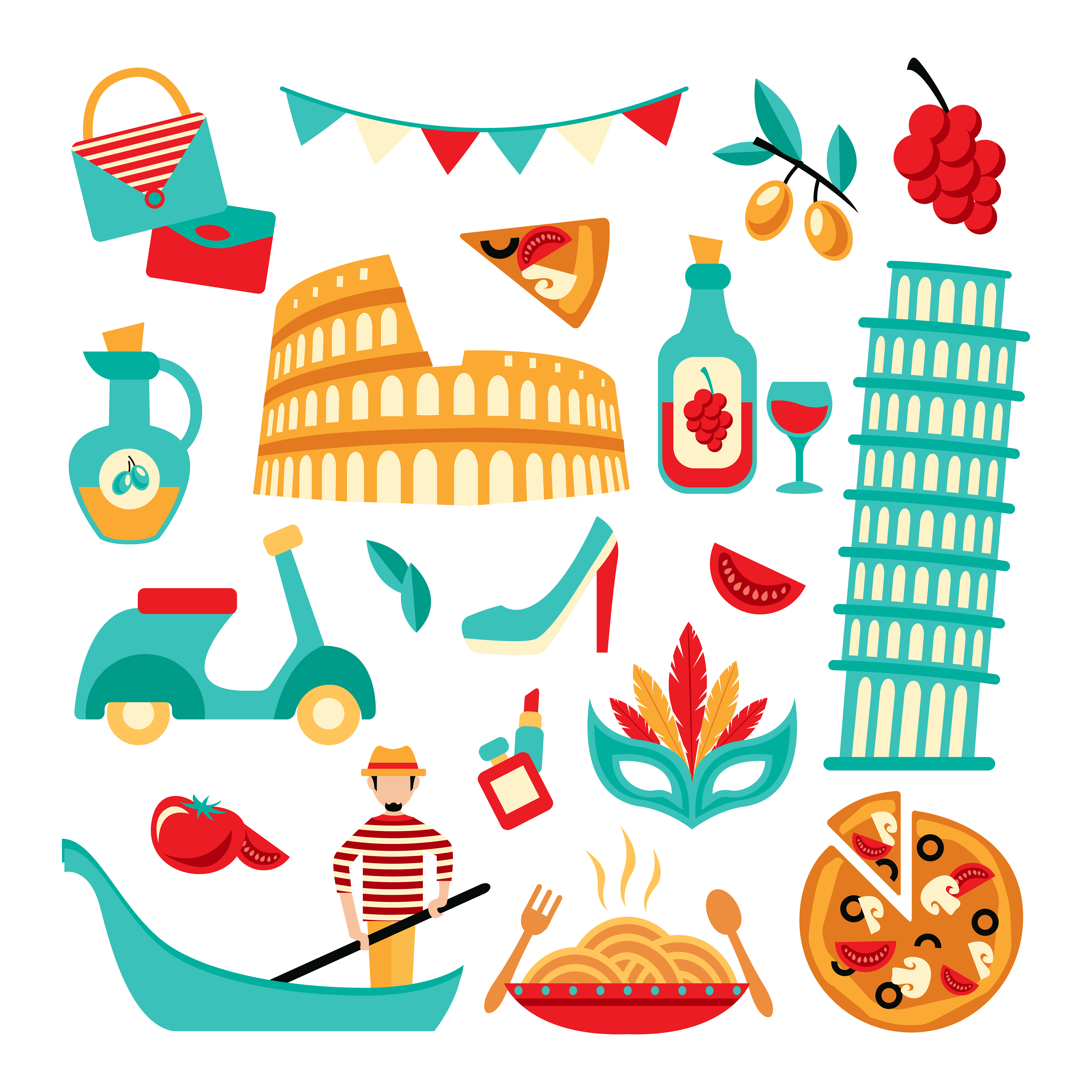 Italy decorative set 453063 Vector Art at Vecteezy